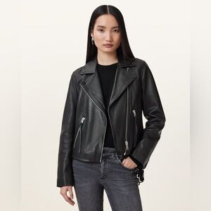 AllSaints Dalby Leather Biker Jacket - Black Size US 2
